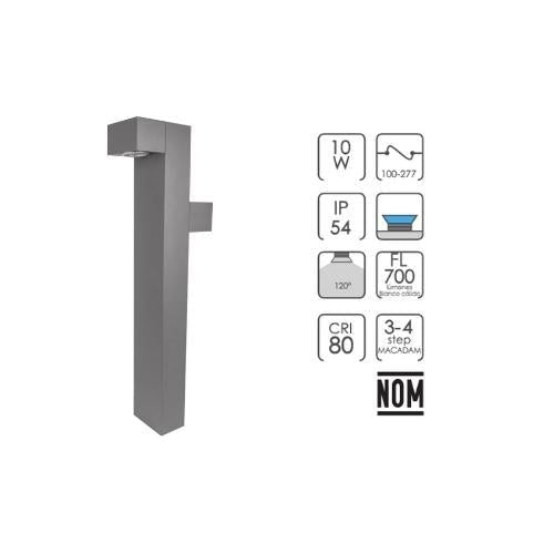 Poste Arbol De LED Tipo Bolardo Rectangular Doble Disparo 60 cm De Alto, 10W - Wattko